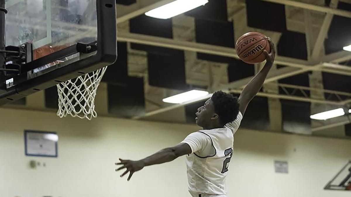 Zane Rankin, a 6’4” Senior, with the one handed dunk during 2nd half action as the Butler Bulldogs take the win vs North Rowman