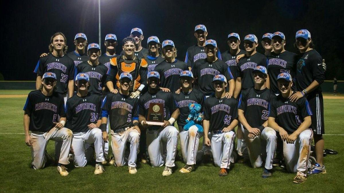 Marvin Ridge’s baseball team, posing after winning the N.C. 3A Western Regional championship Saturday night