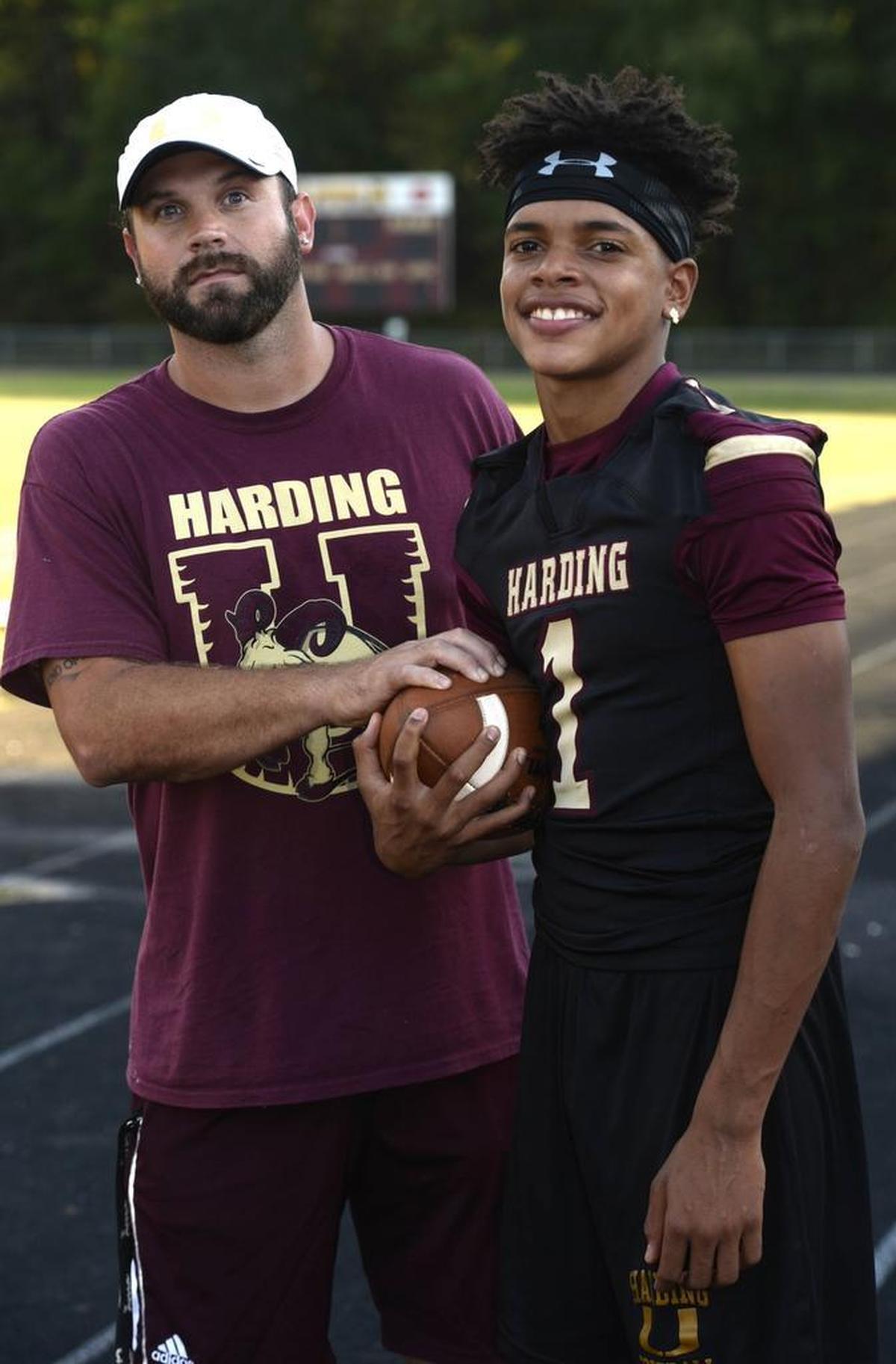 Harding coach Sam Greiner and QB Braheam Murphy are helping the Rams turn around their struggling program, at the school's stadium on Wednesday, October 19, 2016. Harding football player Brahaem Murphy's life changed when he asked his coach, Sam Greiner a simple question: "Coach, can I come live with you?"