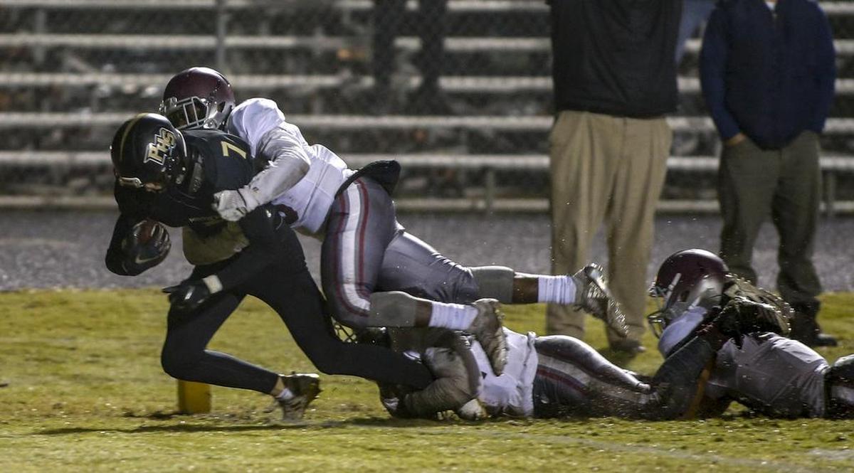 Providence wide receiver Will Kakavitsas scores against West Mecklenburg in the first quarter on Friday.