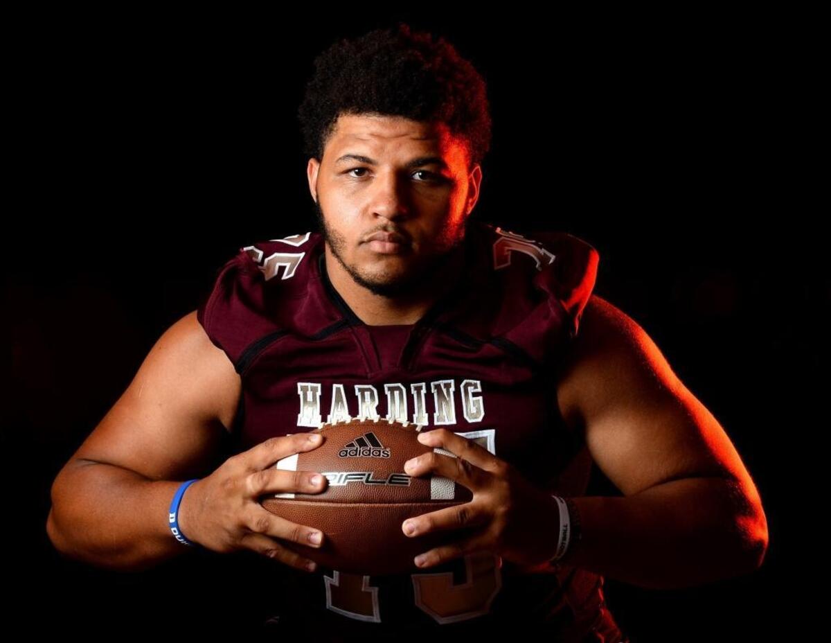Harding High lineman Jovaughn Gwyn has received more than 20 college football scholarship offers. In June, he will attend an exclusive camp in Oregon for some of the nation's top high school players..