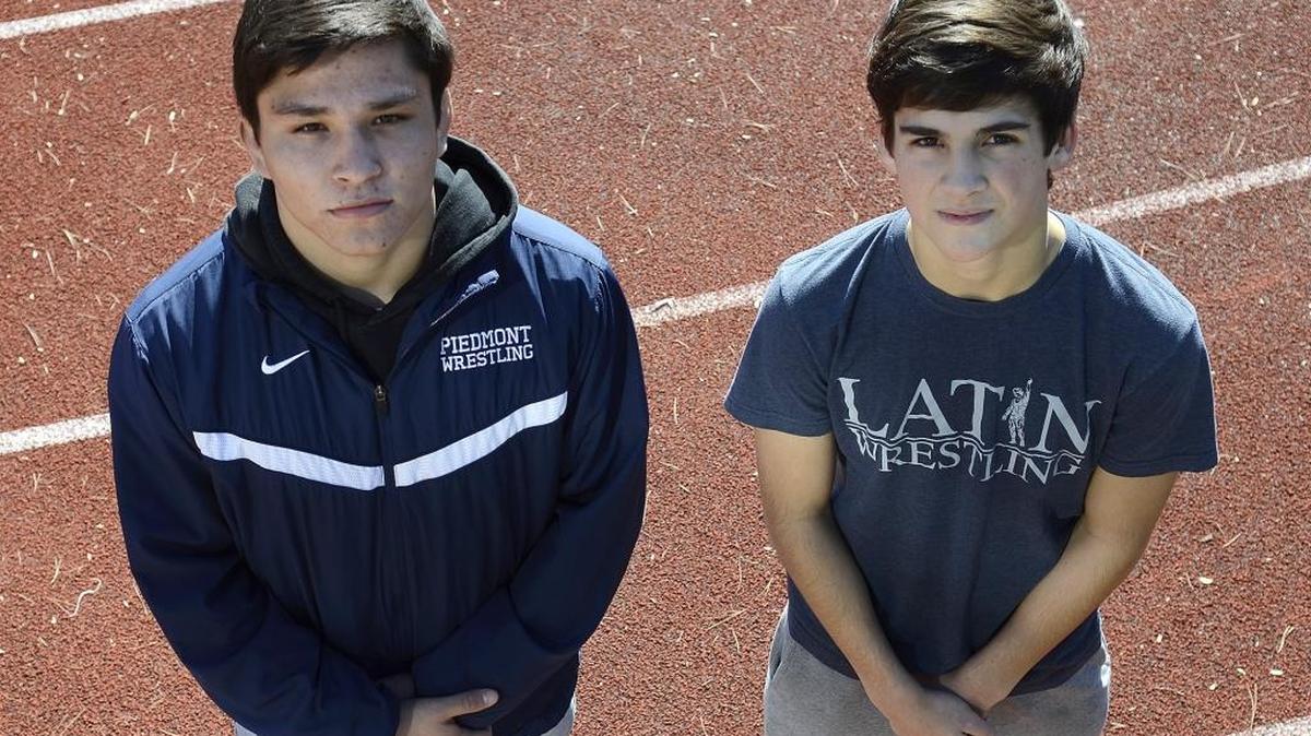 (Left-Right) Two of the top wrestlers are Brett Underwood, 17, a 132lb. senior at Piedmont and Michael McClelland, 17, a 106 lb. junior at Charlotte Latin. Underwood is 2015-16 Observer wrestler of the year. McCellend made first team
