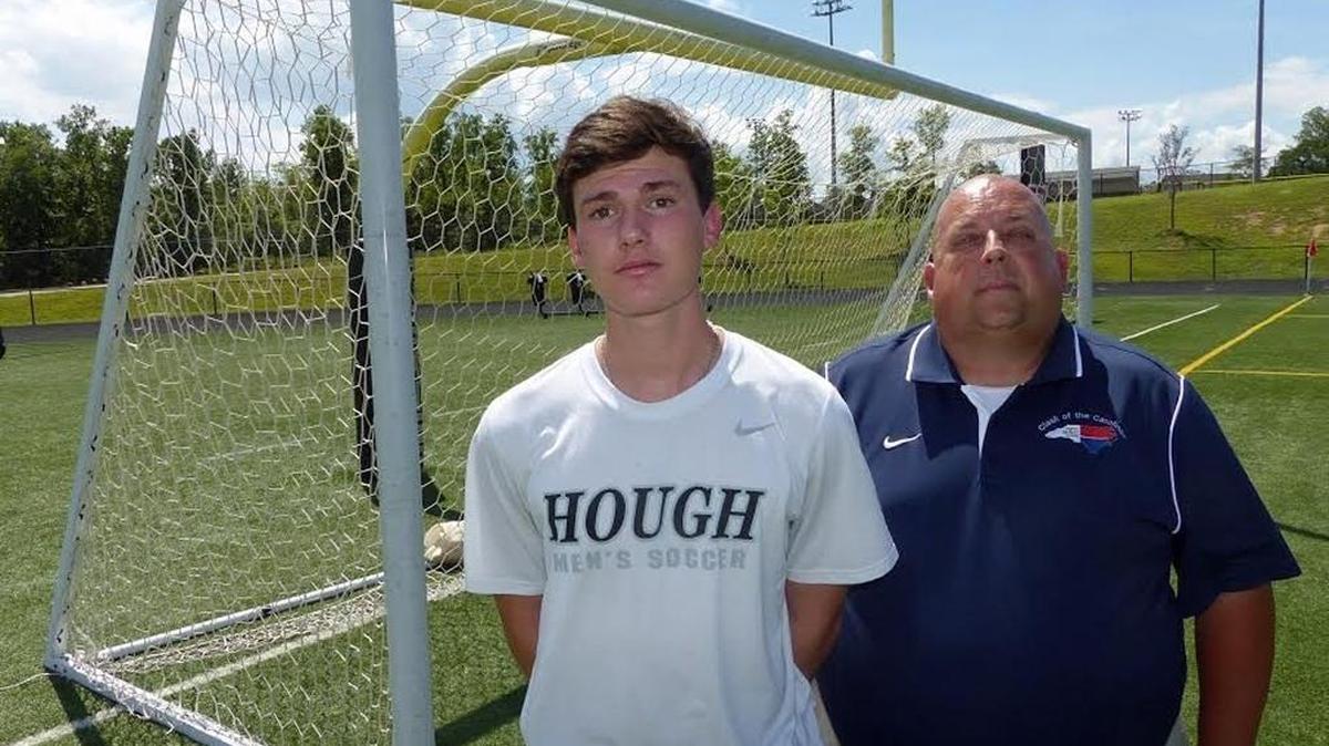 Hough High's boys soccer team -- led by all-state forward A.J. Whisenant (left) and coach David Smith -- will play in the N.C. 4A semifinals Tuesday. CREDIT: Bill Kiser/Special to the Observer
