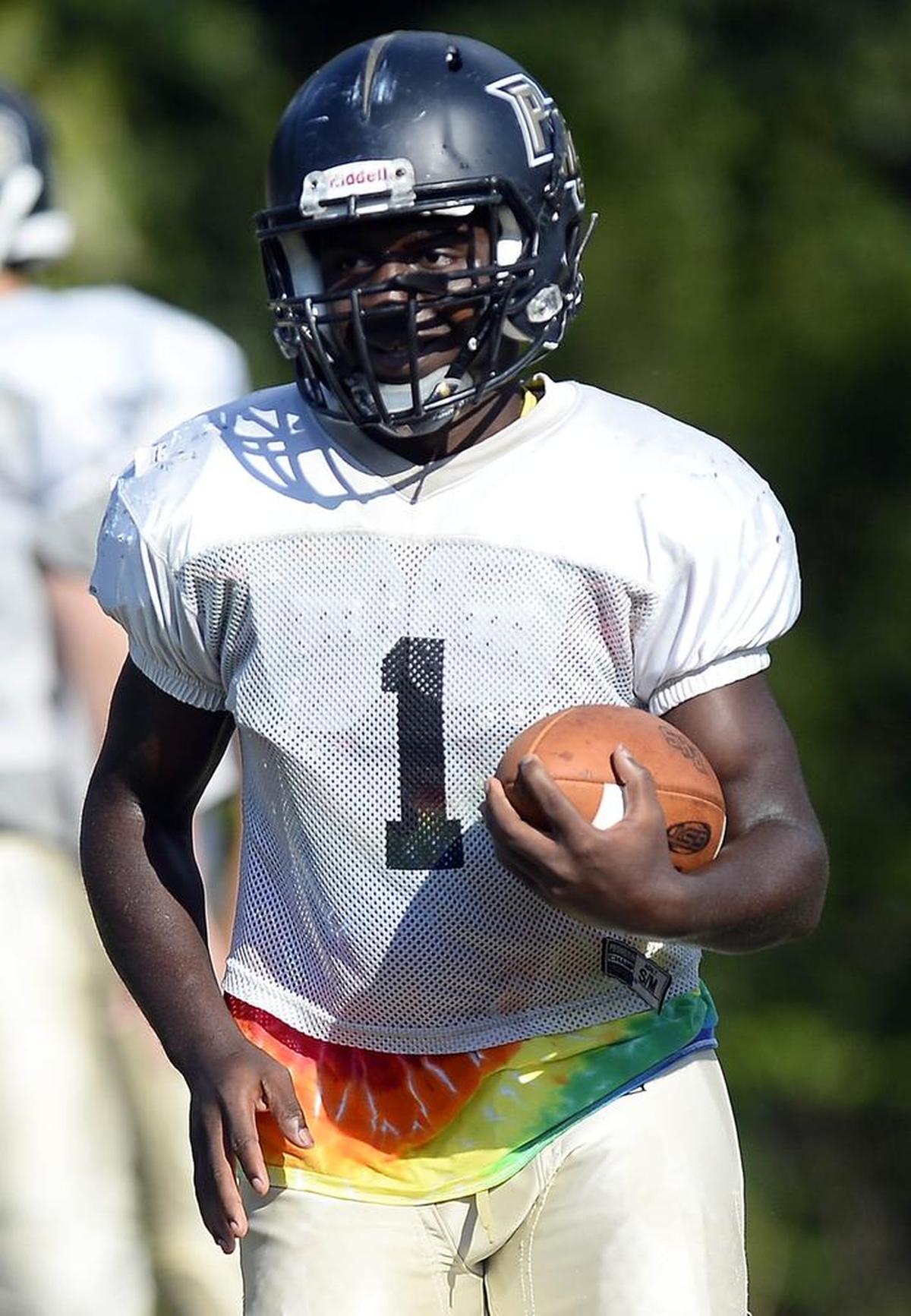 Providence High's Julian Boddie, finds running room during practice on Wednesday, September 13, 2017. Boddie, a senior running back, has the Panthers off to one of their best starts ever -- and a huge game Friday with Butler.