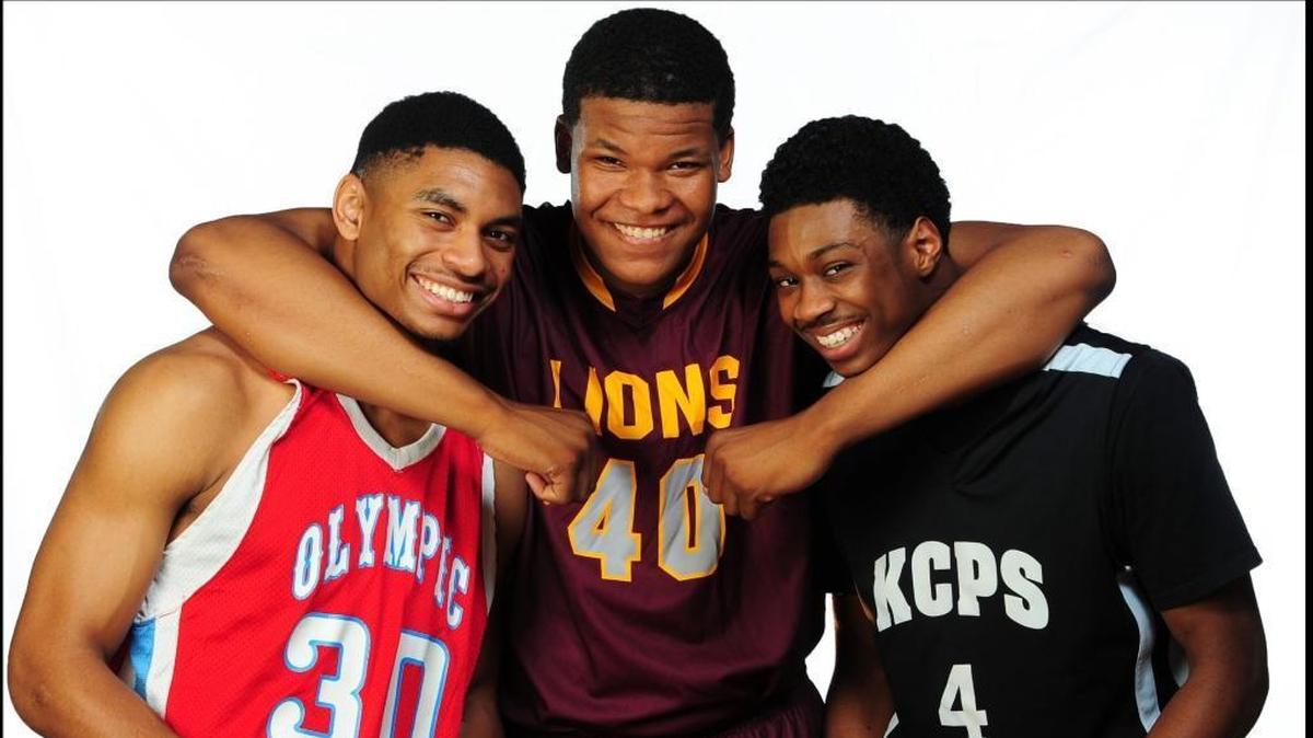 (L-R) After the 2011-12 high school basketball season, Olympic's Allerik Freeman, West Charlotte's Kennedy Meeks and Kennedy Charter's Donte' Clark were named to the All-Observer boys basketball team. Freeman (N.C. State) and Clark (Texas Southern) will play in the 2018 NCAA Tournament this week. Meeks was a key part of North Carolina’s 2017 national championship team