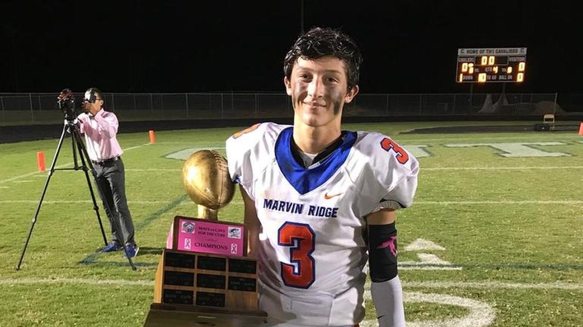Marvin Ridge’s Carson Cross set a Union County record for interceptions Friday.
