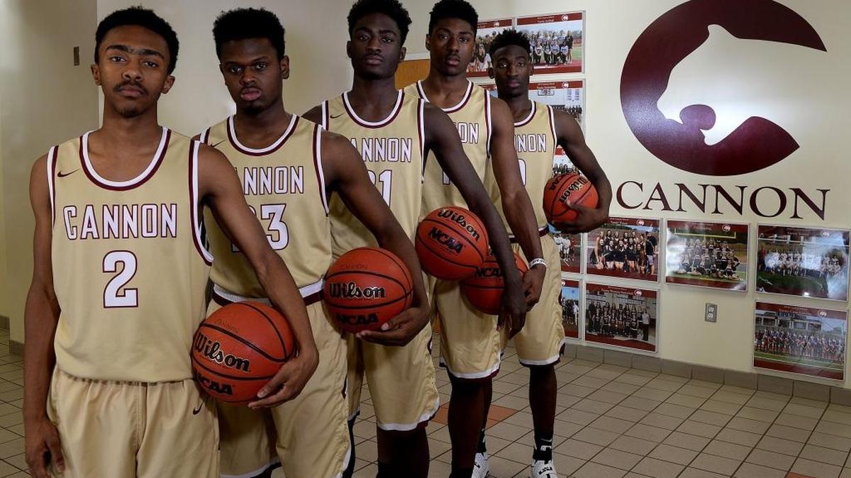 Starters for Cannon’s boys’ basketball team are (left to right) Zion Hendrix, Cory Deveaux, Qon Murphy, Jairus Hamilton and Philip McKenzie. Cannon in No.1 in the Observer’s preseason poll. .