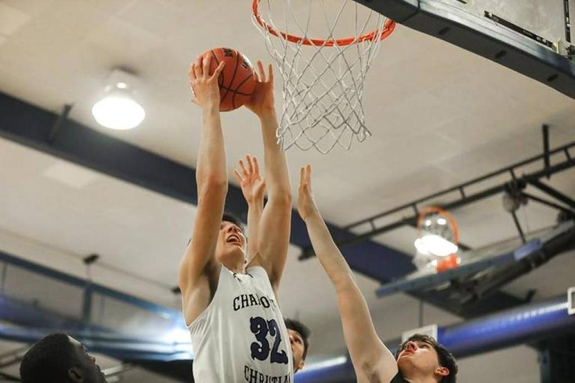 Charlotte Christian’s 6-10 center Blake Preston nearly had a triple-double in a win over Charlotte Latin on Friday.