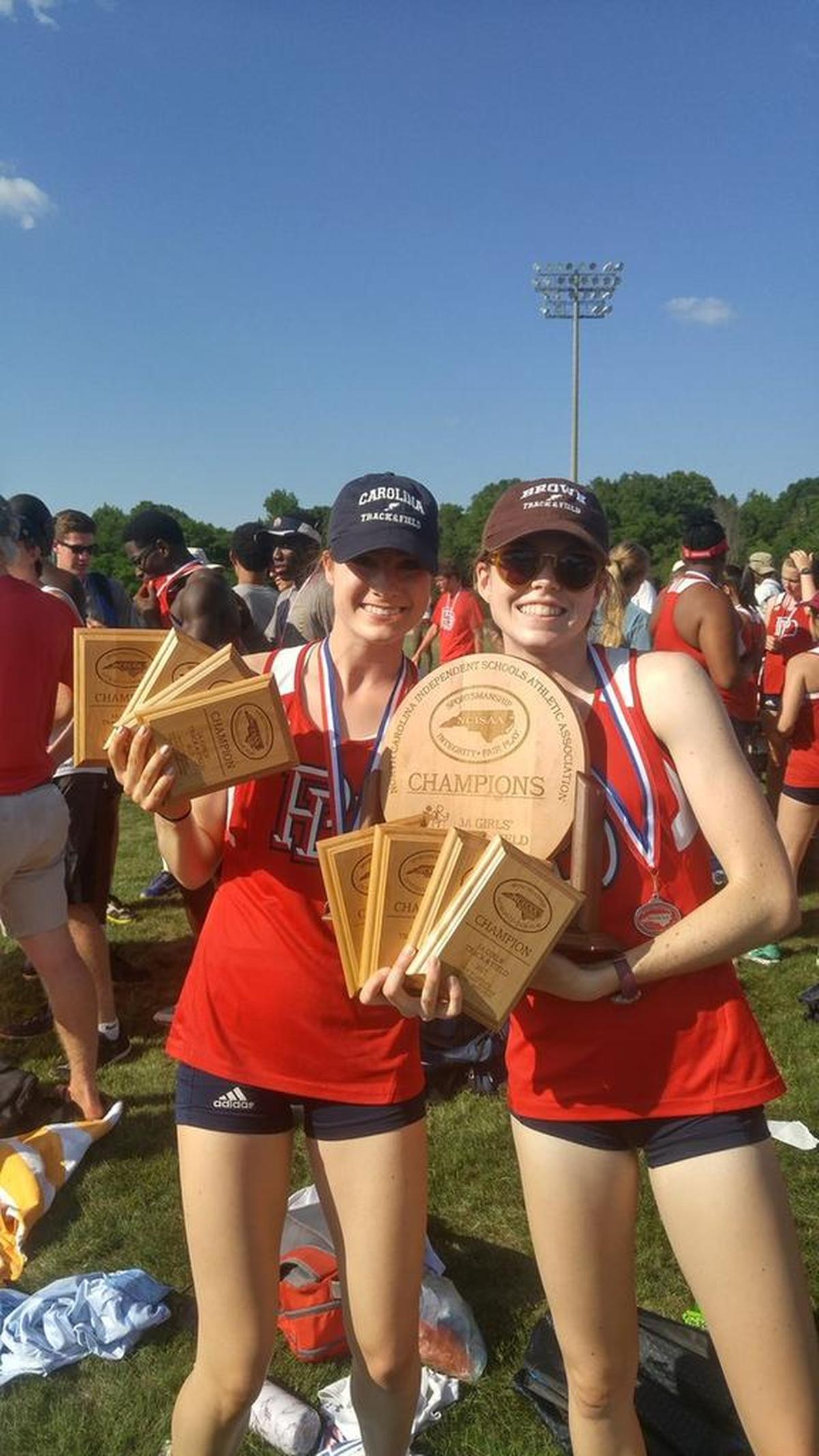 Providence Day girls track stars Gracie Whelan and Emerson Porter won four individual events at the NCISAA 3A state championships Saturday and the overall team championship