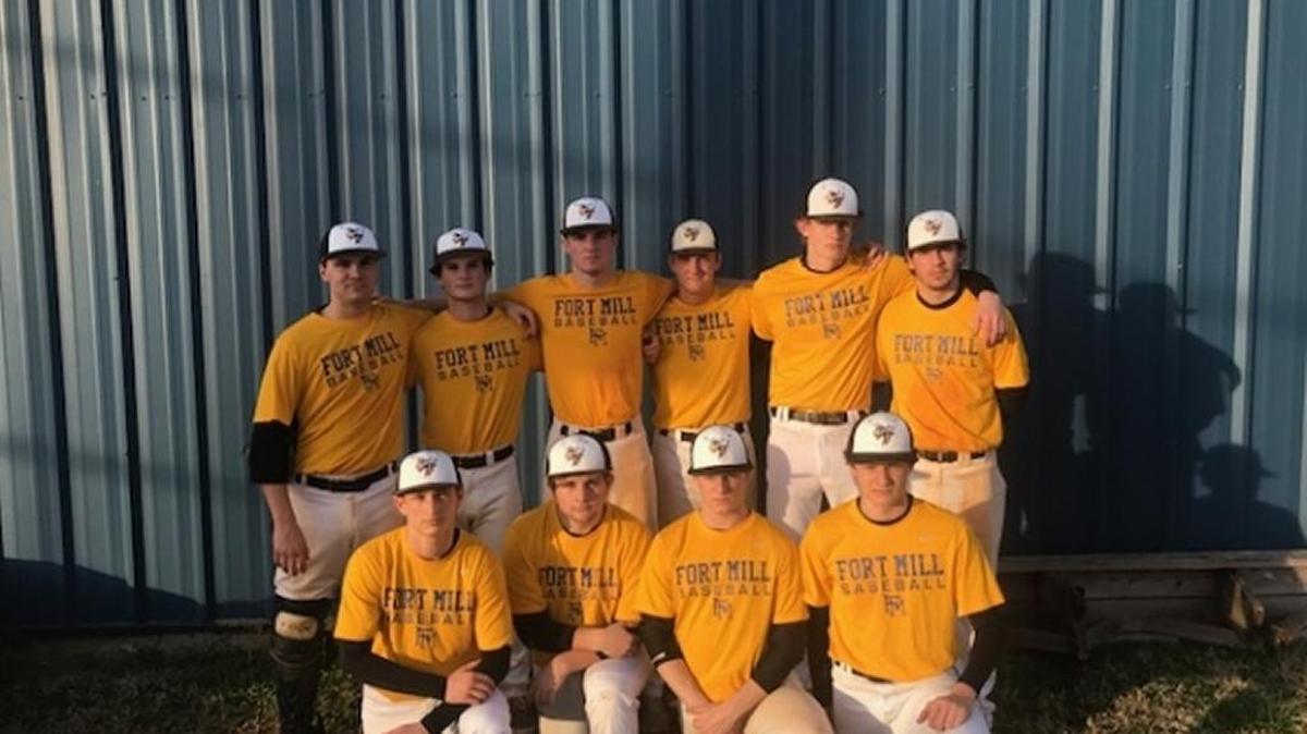 Fort Mill’s baseball team. Top Row: Left to Right: Griffin Reddeck, Matt Gibson,Bartow Keller,Logan Stone, Zach McDonald,Drew Hartman Bottom Row: Left to Right Shayne Boyle, Collin Conrey,Jackson Randall, Justin Kerosetz