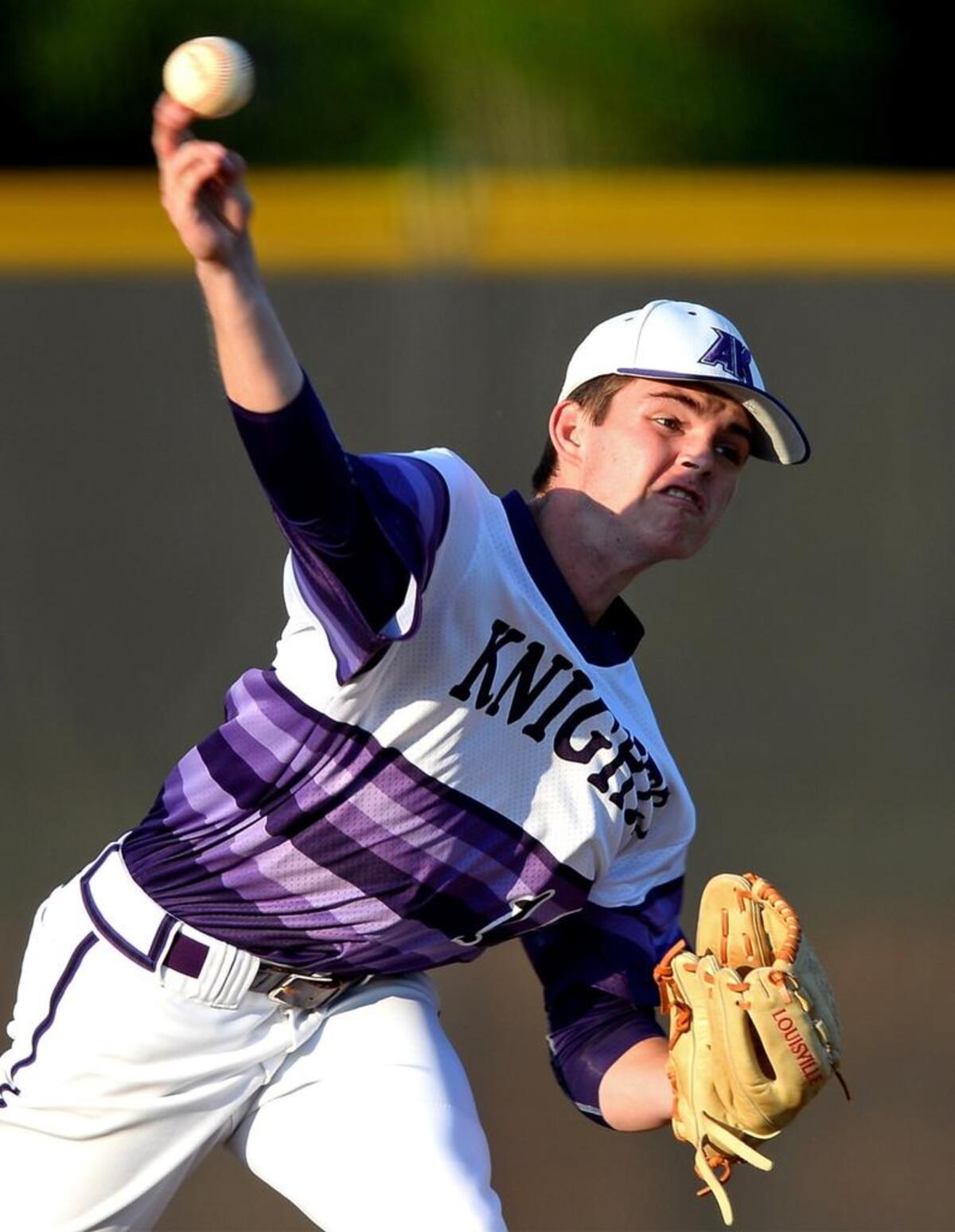 Ardrey Kell pitcher Trey Tujetsch led his team to a win in Game 1 of its state championship baseball series with Fuquay Varina