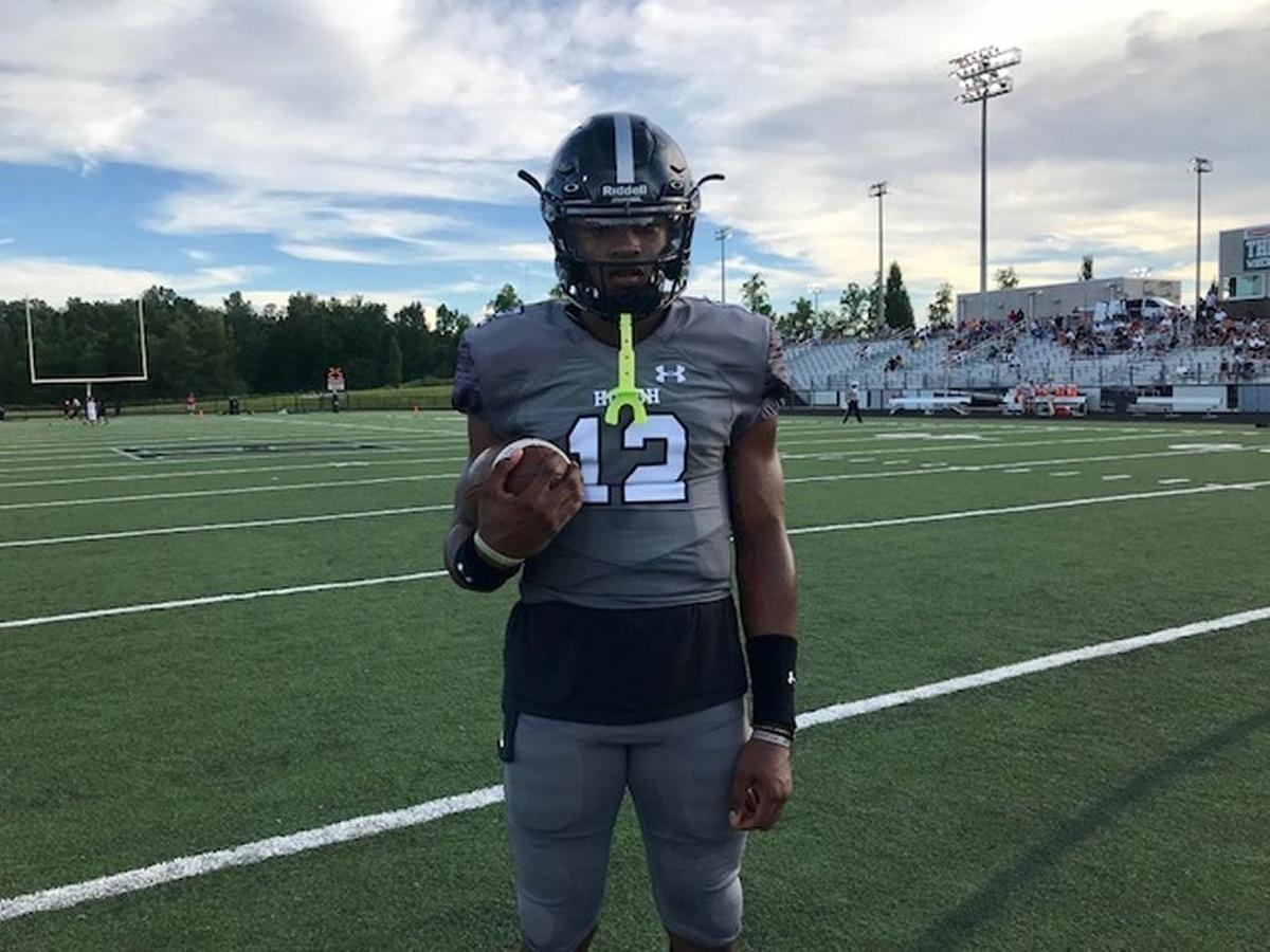 Hough quarterback Kennique Bonner-Steward, pictured before Friday’s game against Harding, tossed four touchdown passes against the Rams in the Huskies’ 56-6 victory.