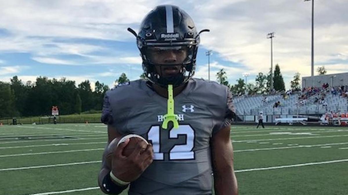 Hough quarterback Kennique Bonner-Steward, pictured before Friday’s game against Harding, tossed four touchdown passes against the Rams in the Huskies’ 56-6 victory.