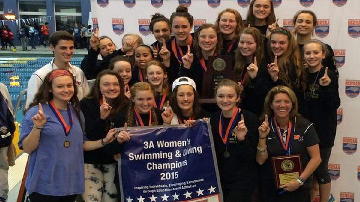 
The Marvin Ridge girls’ swimming and diving team won a second straight 3A state championship this year, capping off an undefeated regular season. 
