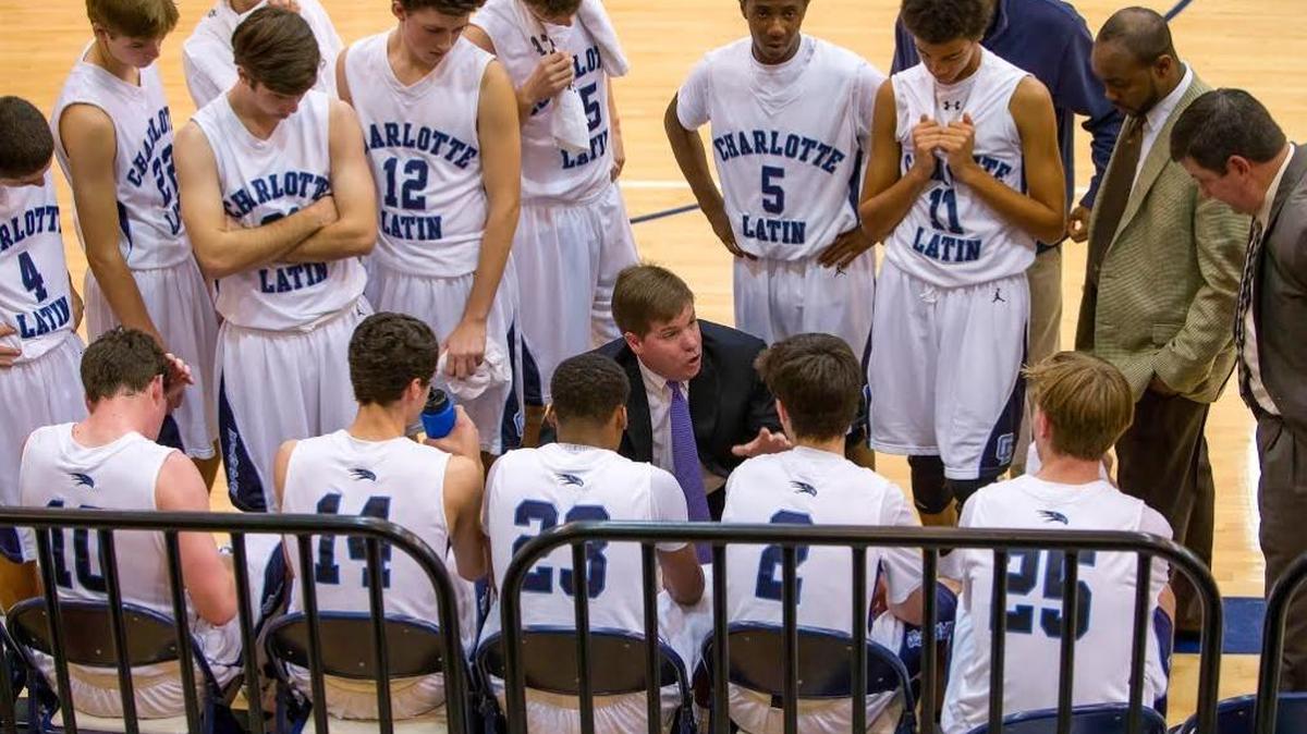 Charlotte Latin coach Jay Berger talks to his team last season
