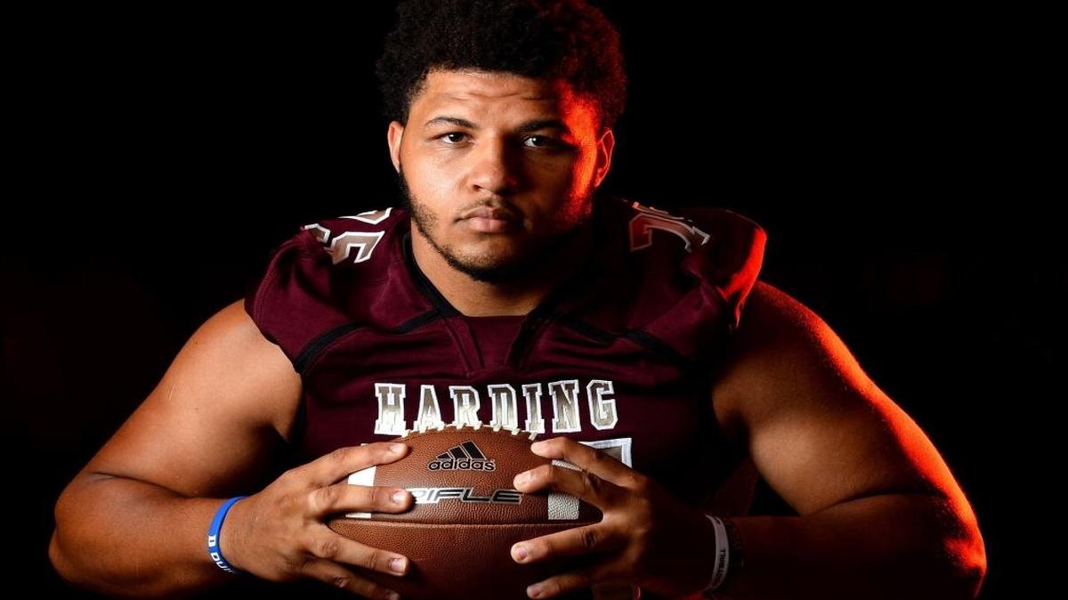 Harding High lineman Jovaughn Gwyn is one of four Mecklenburg County players selected to the 2017 Shrine Bowl game.