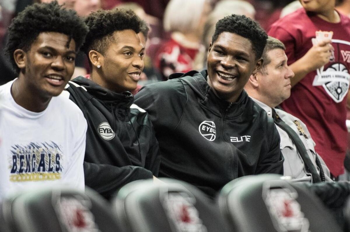 From 2018: York Prep’s D.J. Burns, right, at a USC Gamecocks basketball game.