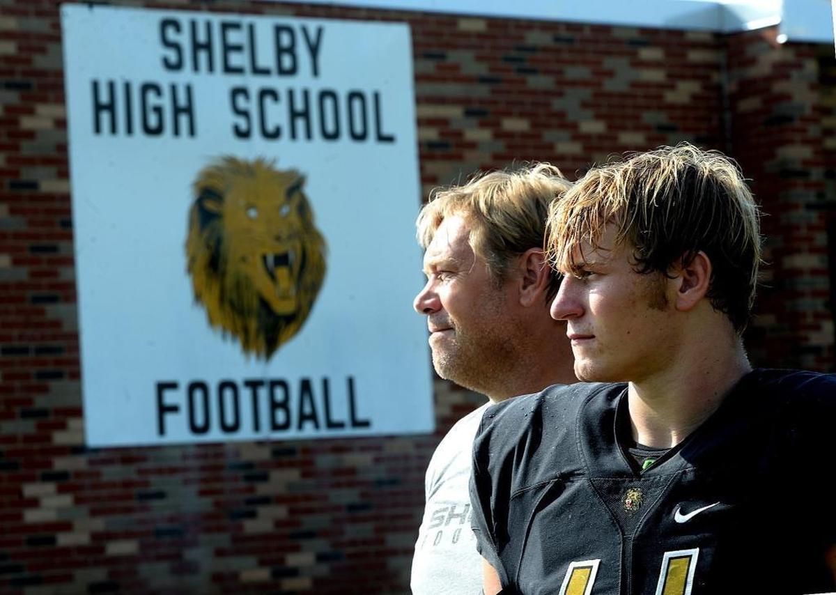Shelby High LB Dax Hollifield, right, and his dad Aubrey Hollifield (Shelby High head basketball coach and also a defensive line football coach and an assistant track coach). Dax will be a 3rd generation college football player in his family, and is the Observer’s All-Region defensive player of the year