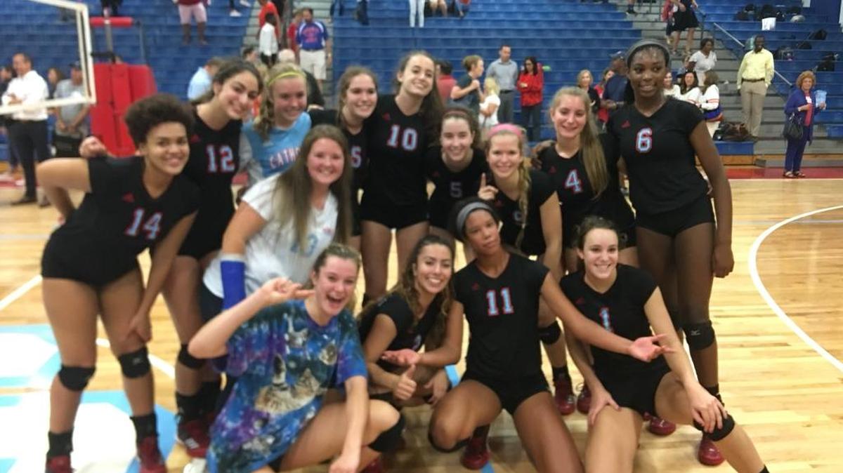 Charlotte Catholic’s volleyball upset previously unbeaten Marvin Ridge Thursday to win a share of the league title