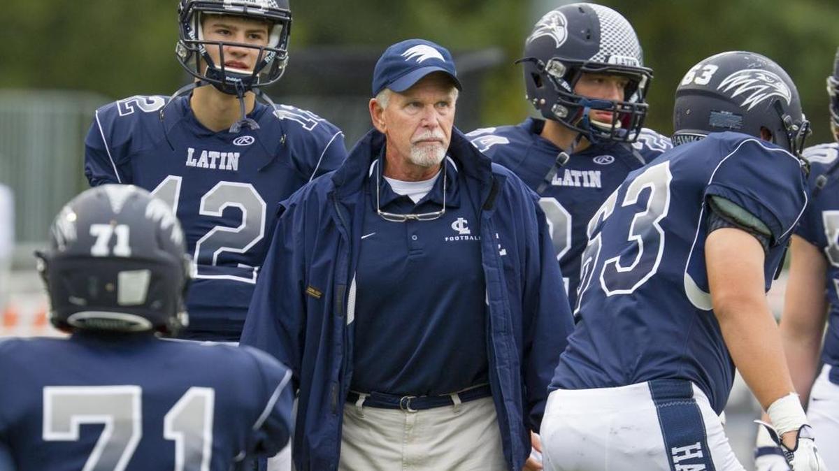 Charlotte Latin head coach Larry McNulty led his team to a 14-7 upset of Charlotte Christian Friday to advance to the NCISAA Div. 1 state finals. Photo by JASON E. MICZEK - Special to the Observer
