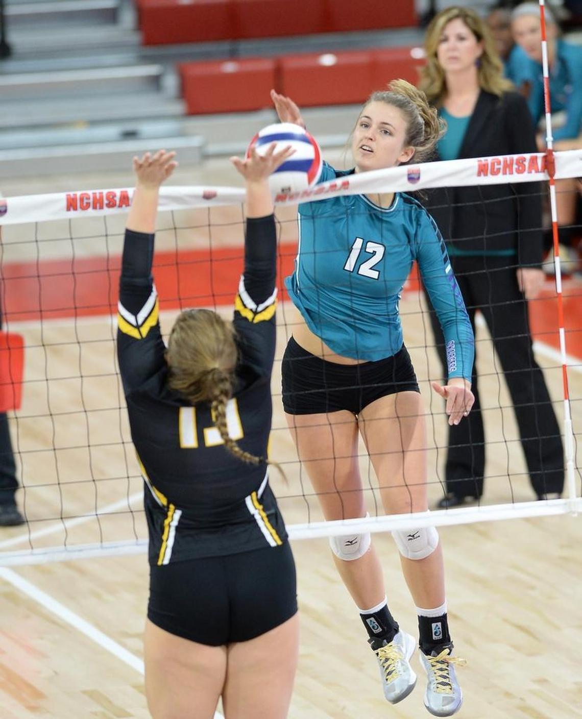 Taylor Rowland (12) of Cox Mill repeated as NC volleyball player of the year