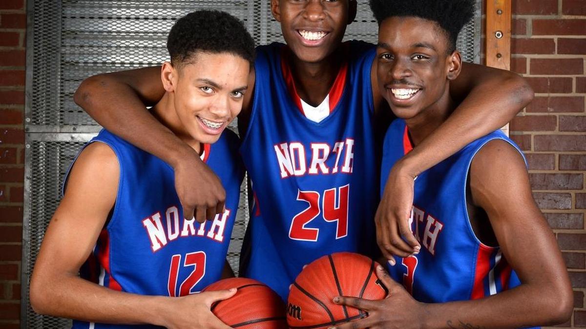 North Meck High's Tristan Maxwell, left, Jae'Lyn Withers, center and Vaud Worthy, right, are all scheduled to play in the N.C. Top 80 Sunday in Greensboro for the state’s top underclassmen