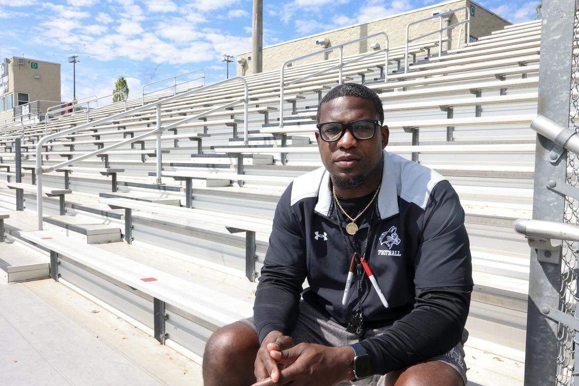 Hough High School varsity head football coach DeShawn Baker helped lead his team to win the NCHSAA state title.