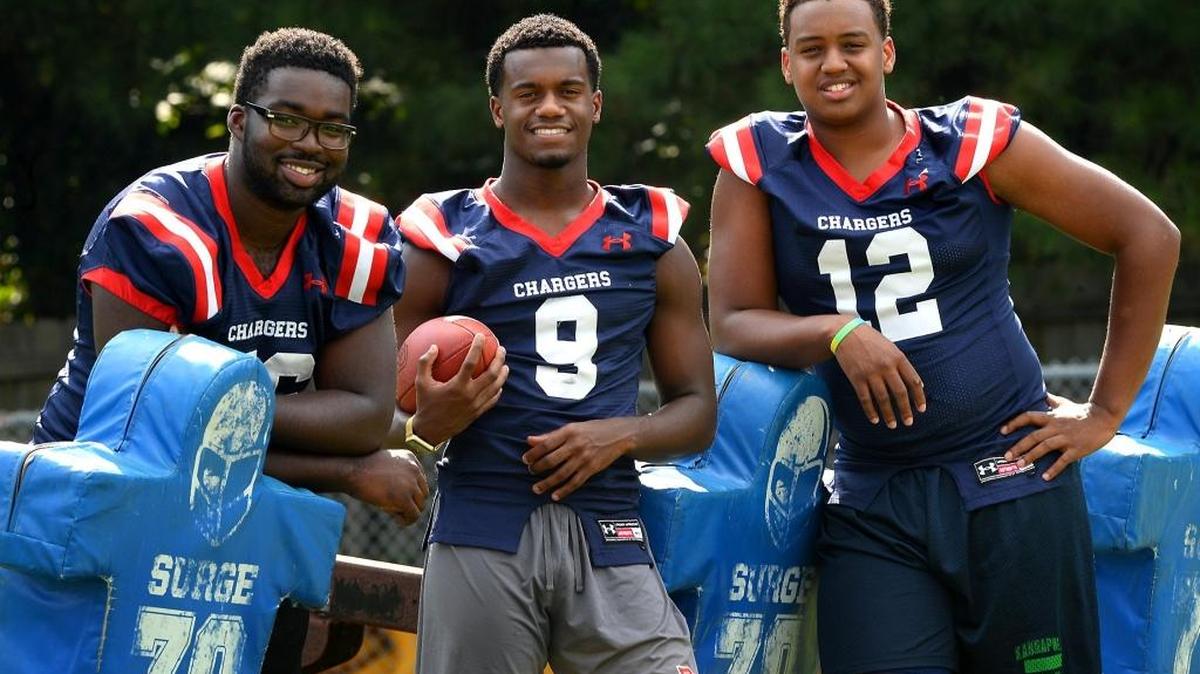 Providence Day standouts (left to right) Elijiah Brown, Porter Rooks and Jacolbe Cowan have helped lead the Chargers to a 4-1 start this season.
