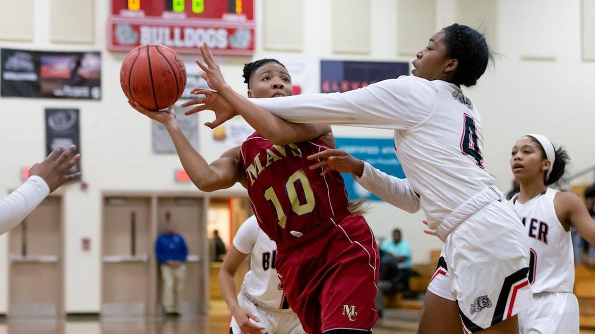Mallard Creek’s Dazia Lawrence (left) had a big game Friday and is a #BIG5 top performer. Lawrence has signed with Charlotte.