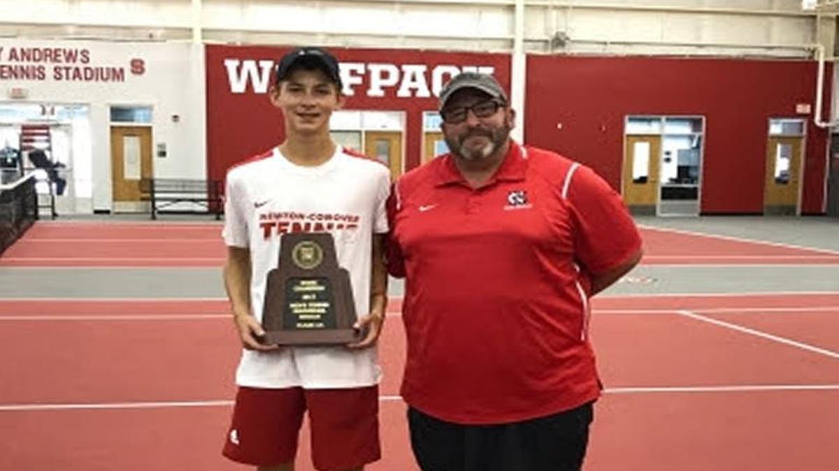 Newton-Conover Brian Reid (left) won the 2A tennis championships Saturday