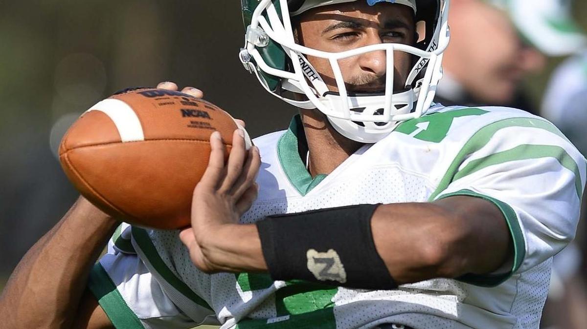 
AL Brown quarterback Damon Johnson passes the ball during Thursday’s practice. No. 7 A.L. Brown (5-0, 1-0 MECKA) travels to No. 6 Vance (4-1, 0-0) this week. 
