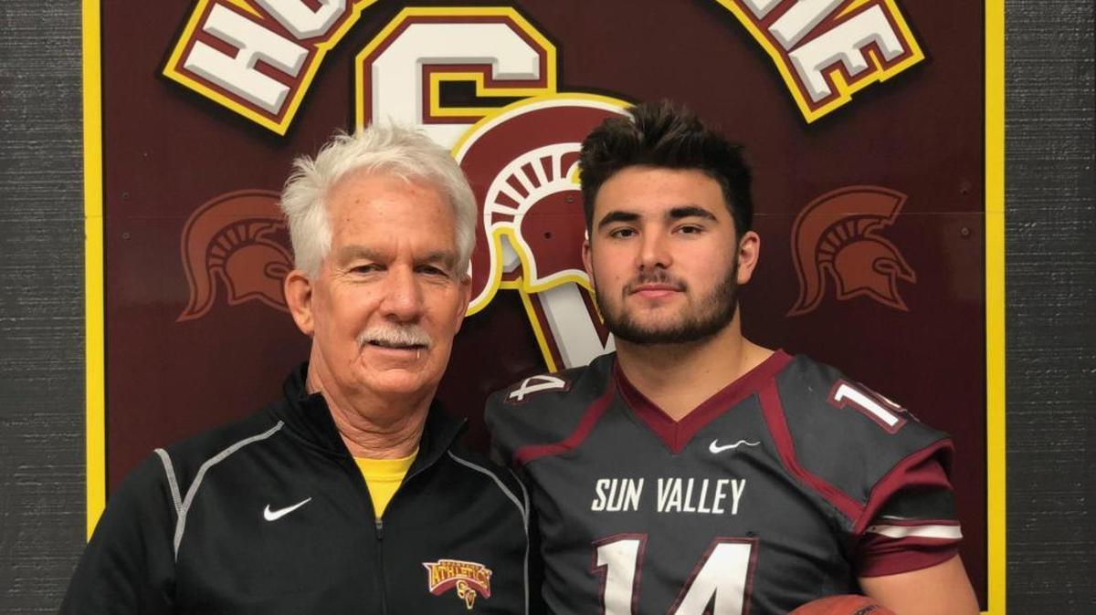 Sun Valley High football star Sam Howell, a Florida State recruit (pictured with coach Tad Baucom) is a Charlotte Observer player of the week