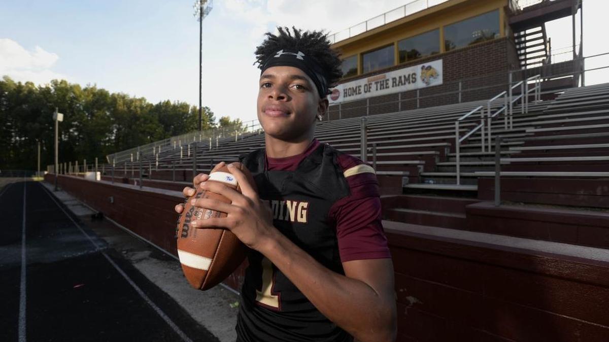 Harding QB Braheam Murphy is helping the Rams turn around their struggling program, at the school's stadium on Wednesday, October 19, 2016. Harding football player Brahaem Murphy's life changed when he asked his coach, Sam Greiner a simple question: "Coach, can I come live with you?"