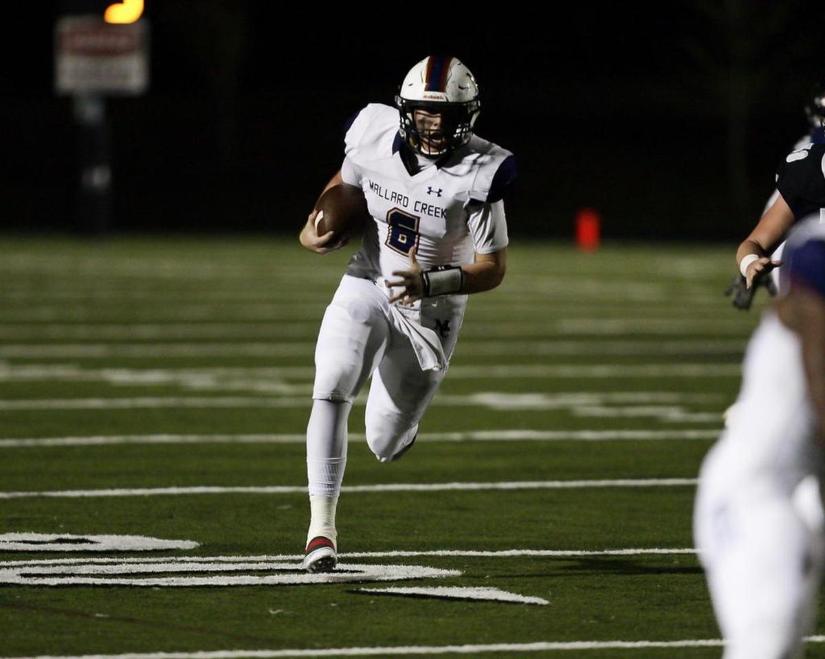 Mallard Creek QB Casey Kelly picked up a first down in the first half on this scramble