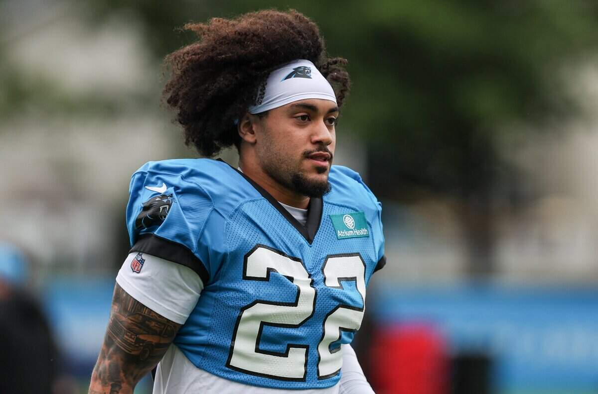 Panthers safety Lathan Ransom runs onto the field for joint practice with the Browns at training camp in Charlotte in early August.