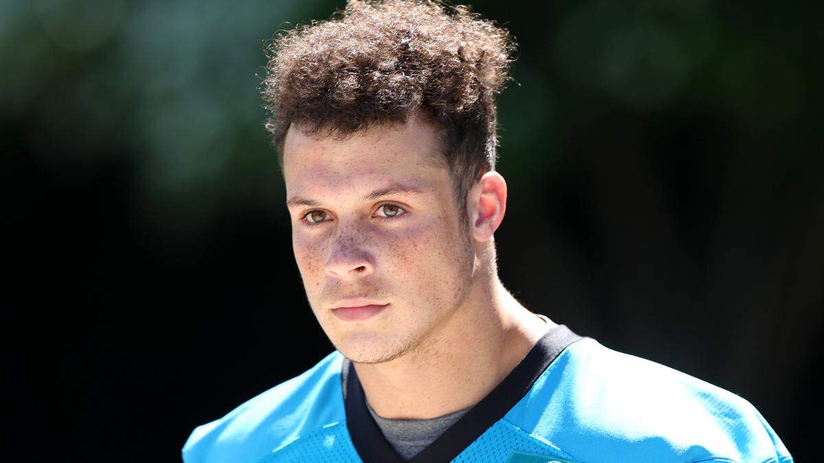 Tight end Graham Walker was at the Panthers rookie minicamp practice on Friday, May 9, 2025.