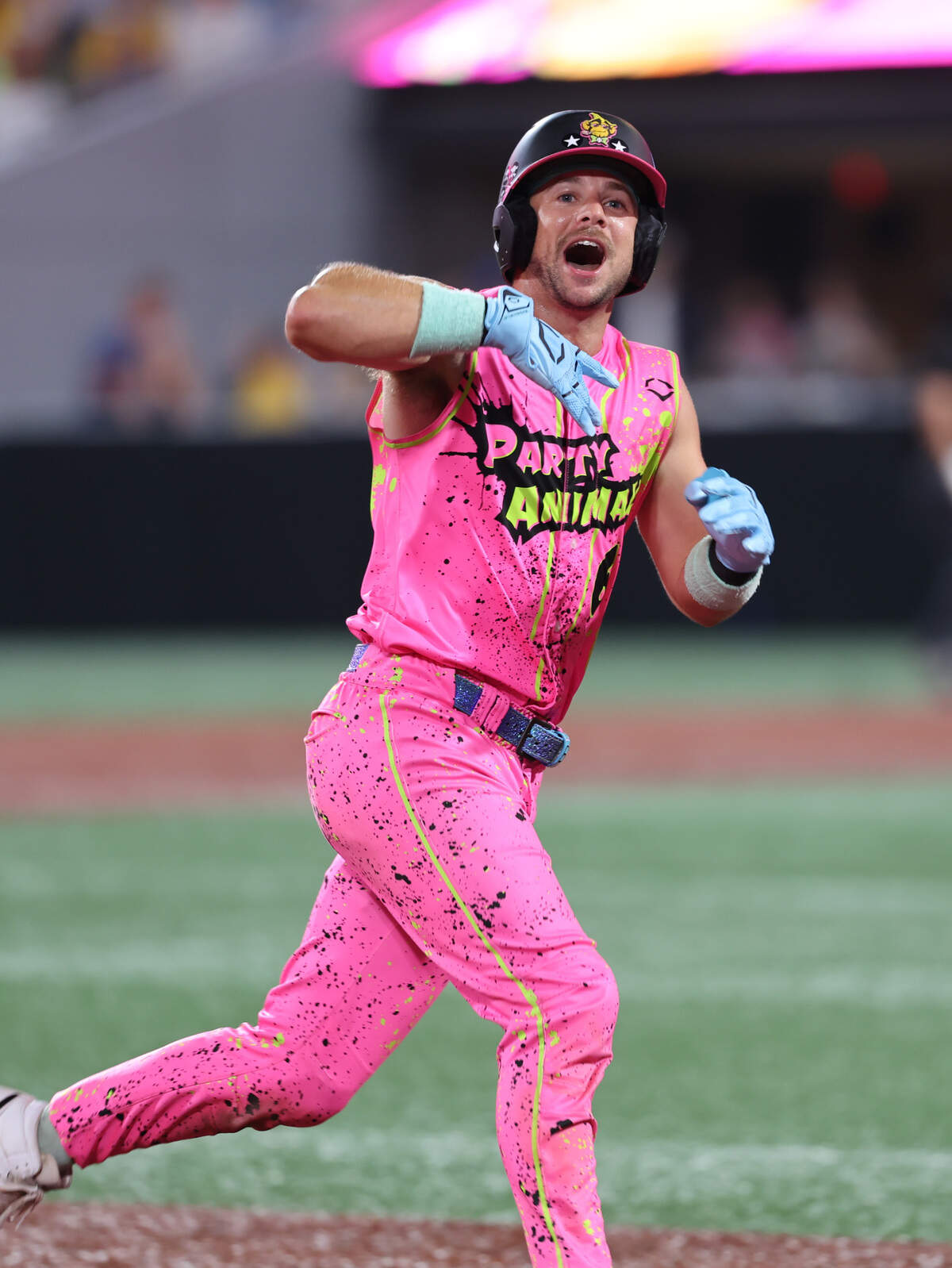 Party Animals’ Reece Hampton scored a homerun Friday, June 6, 2025 at Bank of America Stadium in Charlotte