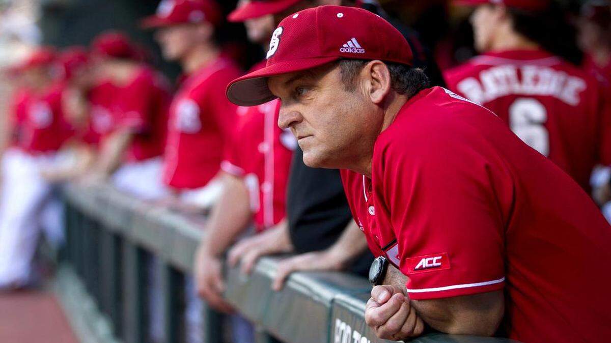 
N.C. State baseball coach Elliott Avent watches the starting lineup introductions during the Wolfpack’s game against North Carolina on Friday, April 10, 2015 at Boshamer Stadium in Chapel Hill, N.C.
