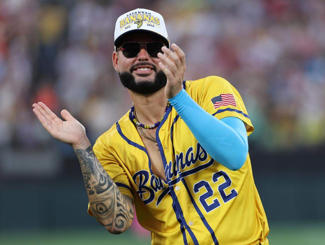 Bananas’ Austin Krzeminski performs during Banana Ball Friday, June 6, 2025 at Bank of America Stadium.