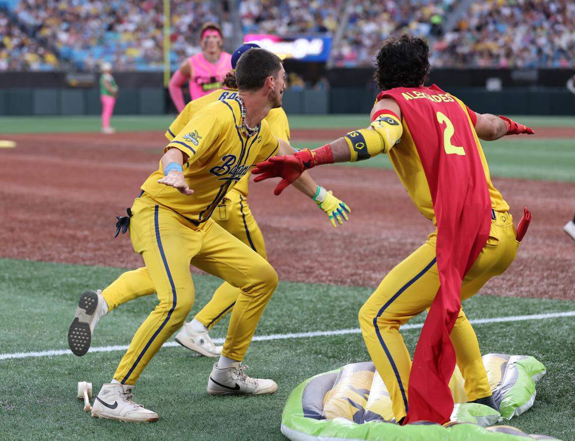 The Savannah Bananas perform Friday, June 6, 2025 at Bank of America Stadium in Charlotte, N.C.