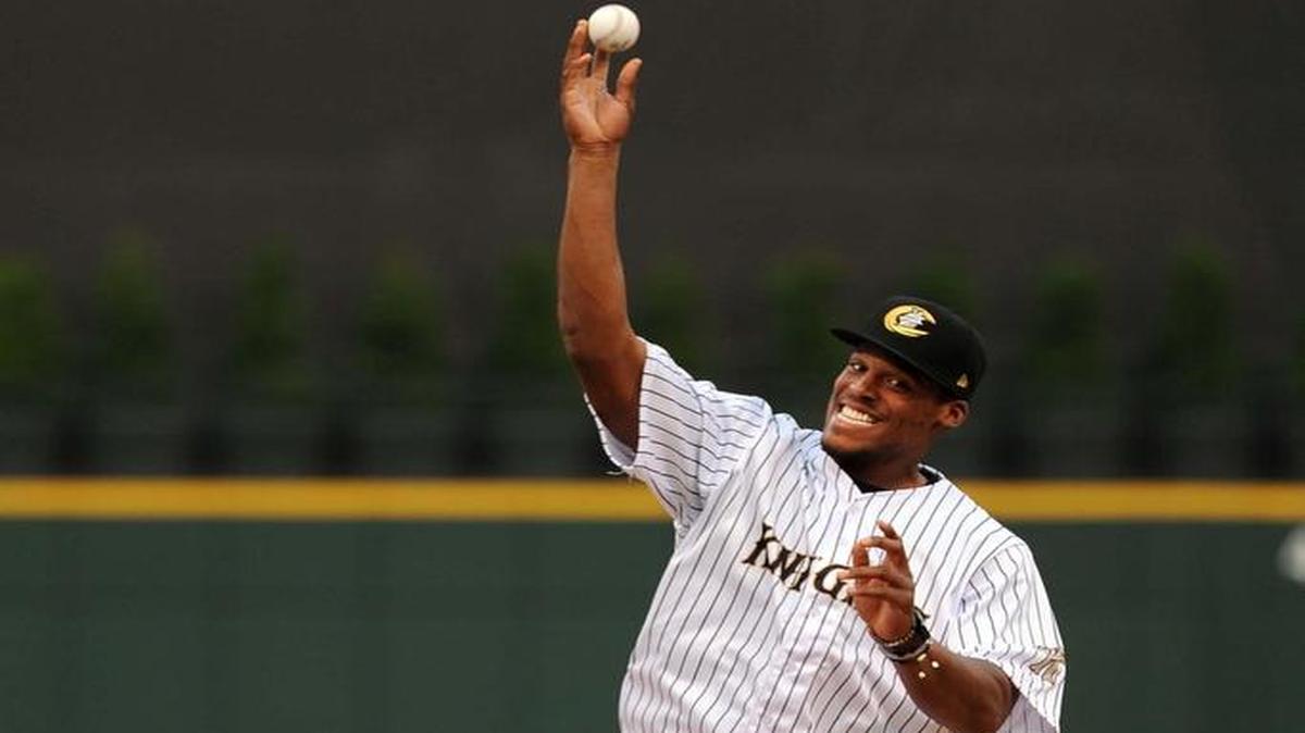 
Cam Newton makes the pitch.
