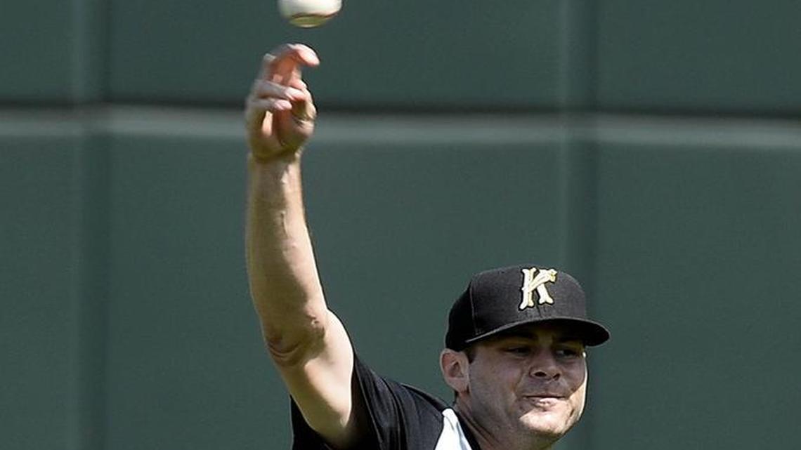 Charlotte Knights pitcher Lucas Giolito, warming up in the outfield Tuesday at BB&T Ballpark, spent four seasons in the Washington Nationals’ organization before he was dealt to the Chicago White Sox in the offseason.