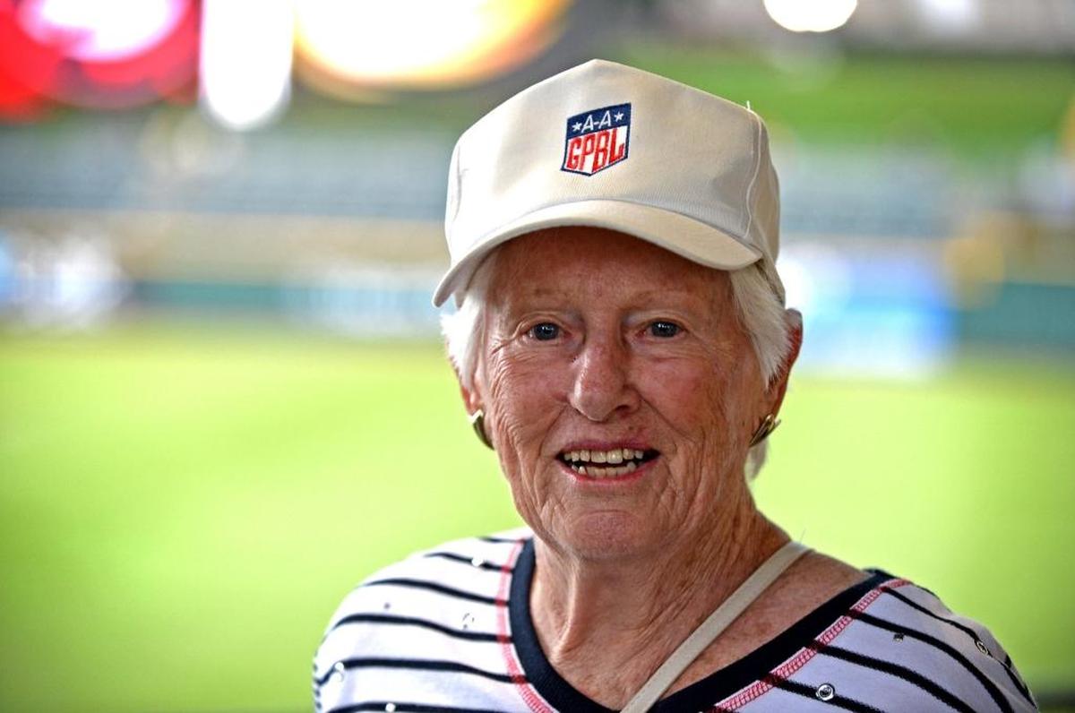 Jean Faut on Tuesday, June 13, 2017 at BB&T Ballpark. Faut was a starting pitcher in the All American Girls Professional Baseball League. She is considered the greatest overhand pitcher in the league’s history. During her time on the baseball diamond, Faut compiled a lifetime record of 140-64 with a 1.23 ERA in 235 appearances. She also hurled two no-hitters, two perfect games and led the South Bend Blue Sox to consecutive championships in 1951 and 1952.