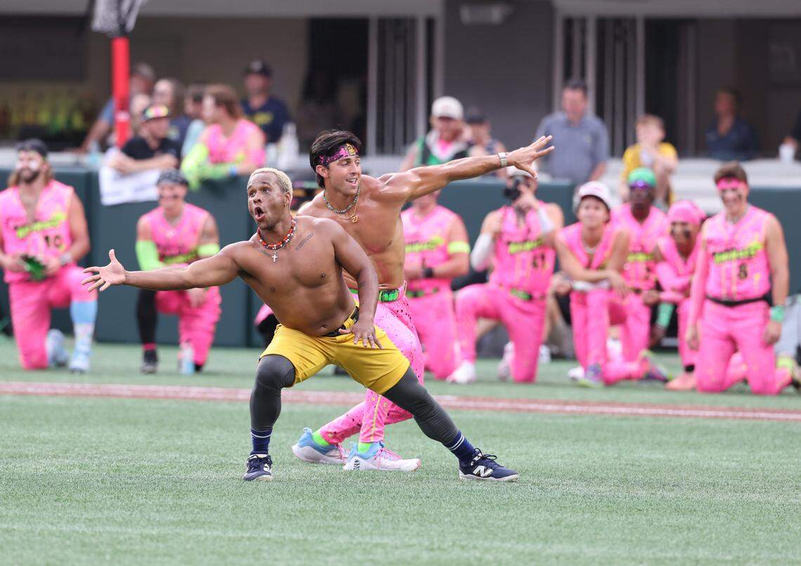 The Savannah Bananas and the Party Animals perform Friday, June 6, 2025 at Bank of America Stadium in Charlotte