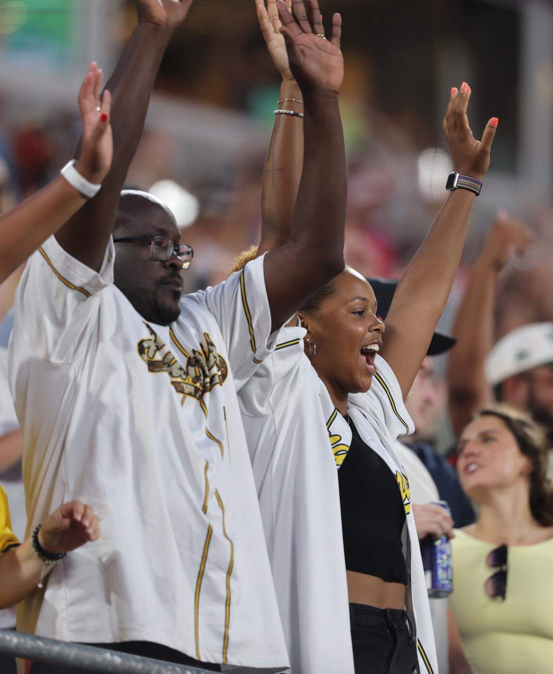 Fans cheer during Banana Ball at Bank of America Stadium in Charlotte on Friday, June 6, 2025