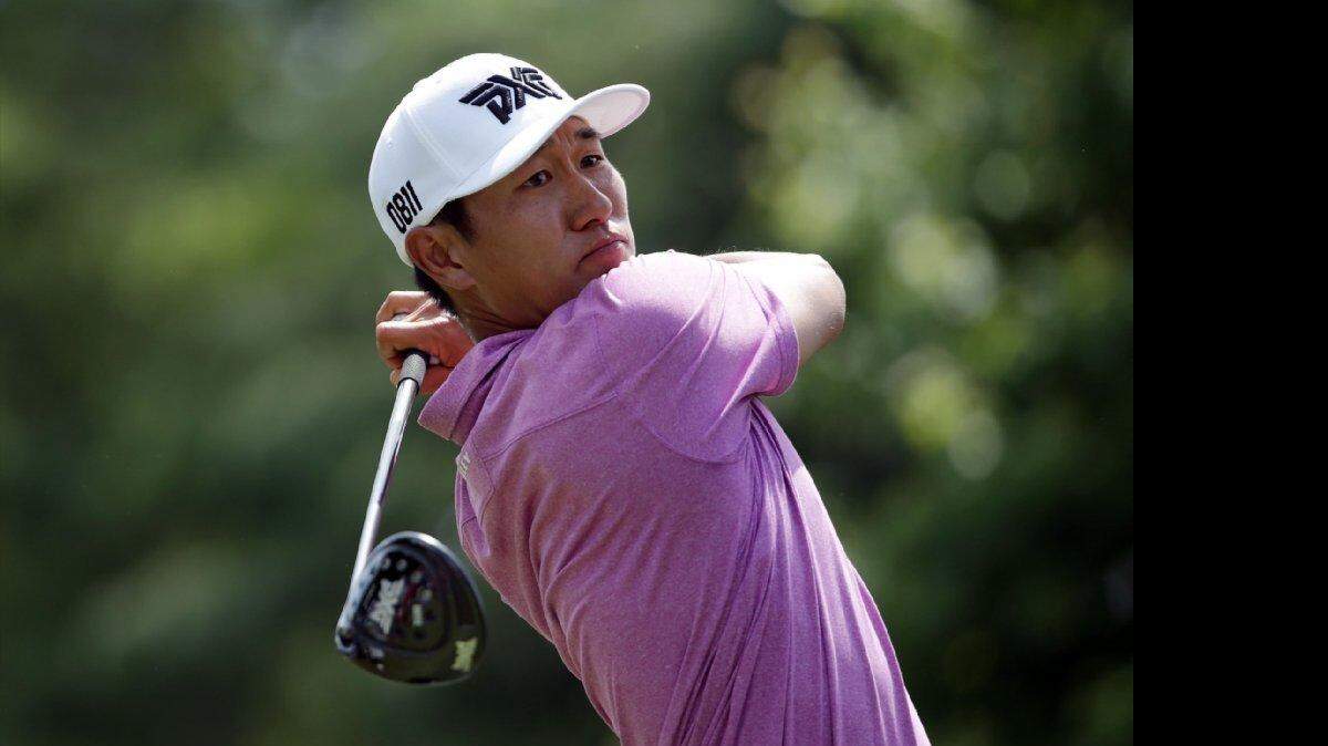 James Hahn hits his tee shot on the ninth hole during the final round of the Wells Fargo Championship at Quail Hollow Club on May 8, 2016 in Charlotte, North Carolina. (Photo by Jeff Gross/Getty Images)
