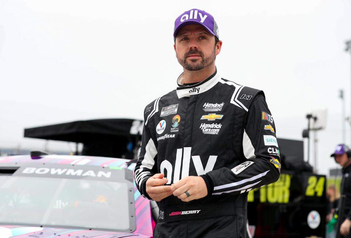Apr 29, 2023; Dover, Delaware, USA; NASCAR Cup Series driver Josh Berry stands on pit road during practice and qualifying for the Wurth 400 at Dover Motor Speedway. Mandatory Credit: Matthew OHaren-USA TODAY Sports