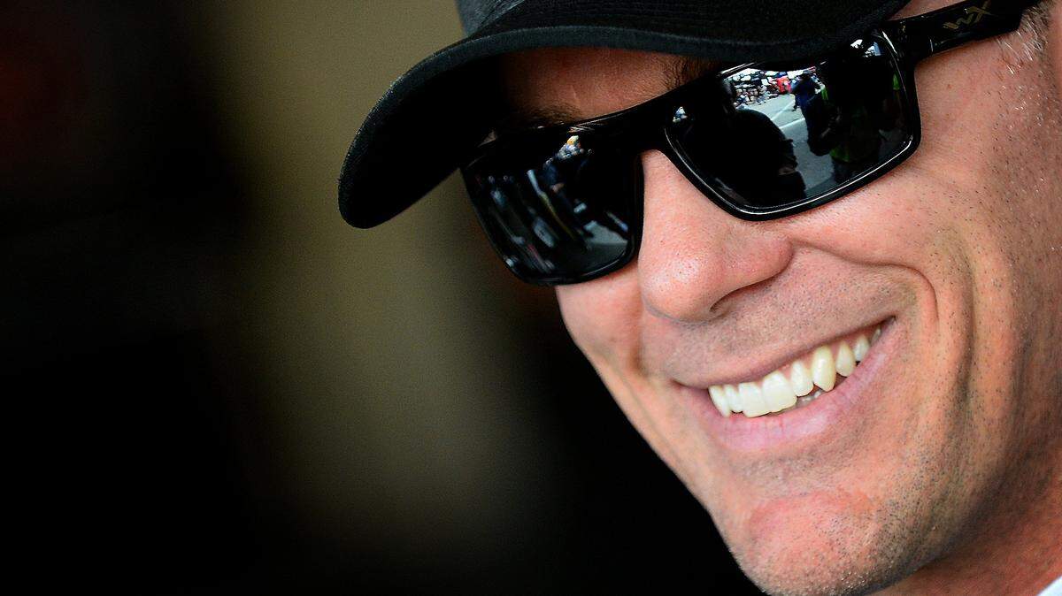 NASCAR driver Kevin Harvick relaxes in the garage following the last practice session for the Daytona 500 on Saturday, February 25, 2017.