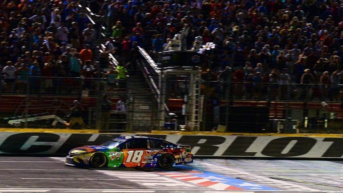Should NASCAR contest its All-Star Race somewhere other than Charlotte Motor Speedway? Above, Kyle Busch crosses the finish line to win Saturday.