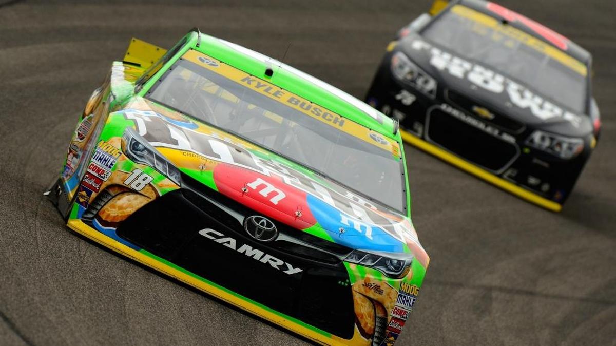 Kyle Busch, front, and Martin Truex Jr. practice for Sunday’s NASCAR Sprint Cup Series Ford EcoBoost 400 at Homestead-Miami Speedway. The highest finisher among the four Chase finalists - Busch, Jeff Gordon, Kevin Harvick and Truex - wins this season’s Sprint Cup championship.